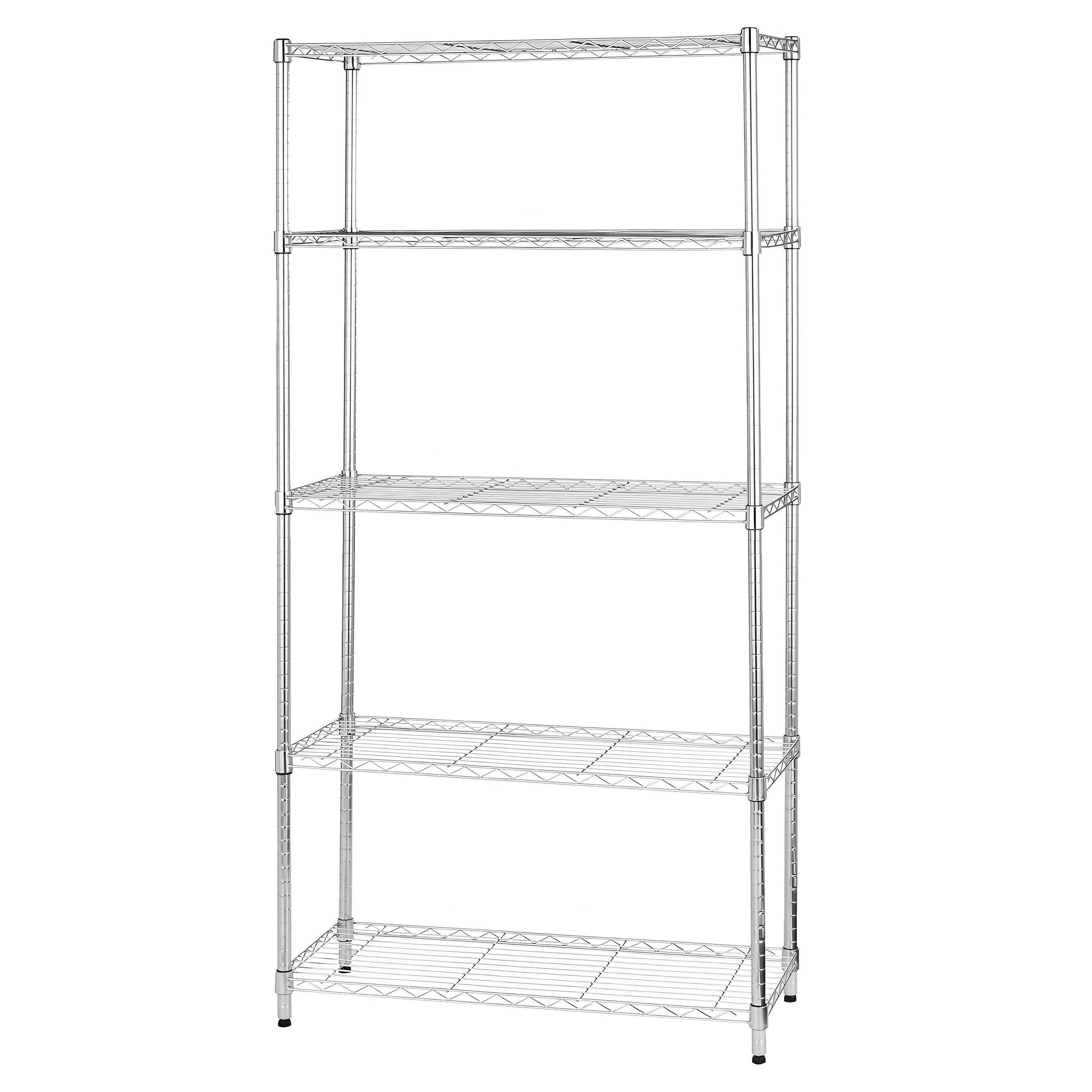 Scaffale in filo cromato, 4 ripiani 180 cm